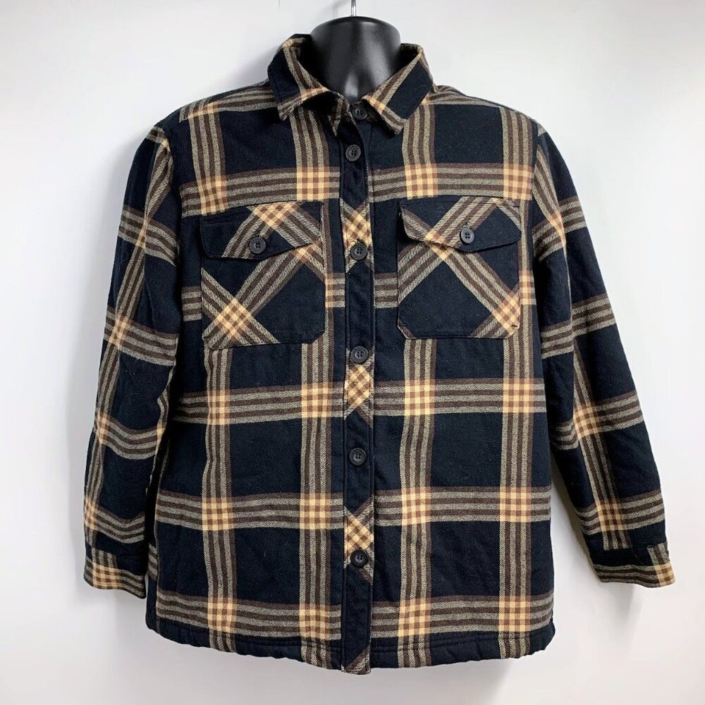 Empyre Men's Plaid‎ Sherpa Lined Cotton Button Up Long Sleeve Shacket Size M
